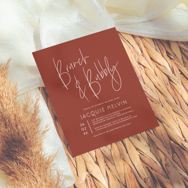 Budget Pink & Boho Rust Bridal Brunch & Bubbly (Creator Uploaded)