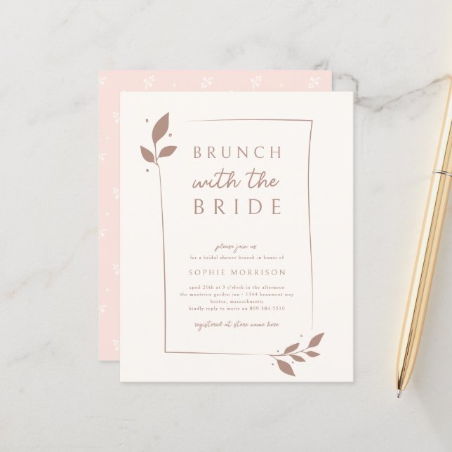 Budget Pink Botanical Brunch Bridal Shower (Front/Back In Situ)