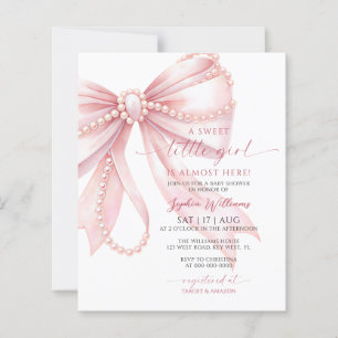 Budget Pink Bow Sweet Little Girl Baby Shower