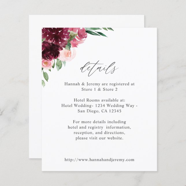 Budget Pink & Burgundy Floral 7 Details (Front/Back)