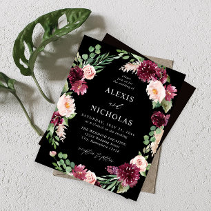 Budget Pink & Burgundy Floral 7 Wedding - Black
