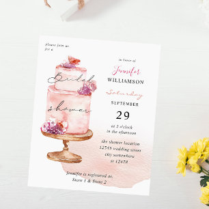 Budget Pink Cake Bridal Shower Flyer w Pink