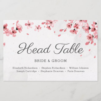 Budget pink cherry blossom head table card