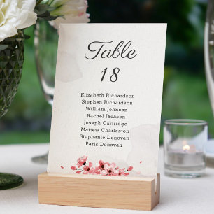 Budget pink cherry blossom wedding seating chart