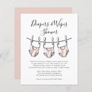 Budget Pink Diapers & Wipes Baby Shower Invite