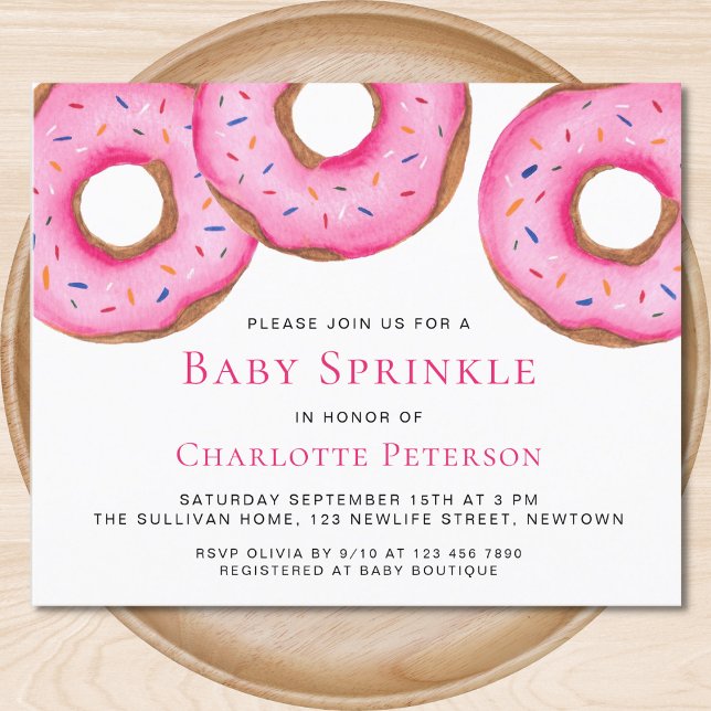 Budget Pink Doughnuts Girl Baby Sprinkle Invitatio (Creator Uploaded)