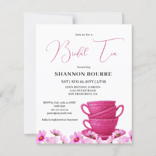 Budget Pink Elegant Bridal Tea Invitation