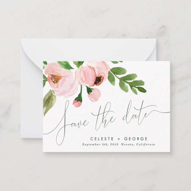 budget pink elegant wedding save the date card (Front)