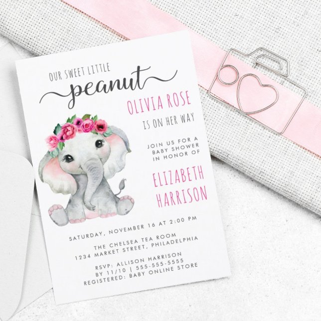 Budget Pink Elephant Watercolor Baby Girl Shower (Creator Uploaded)