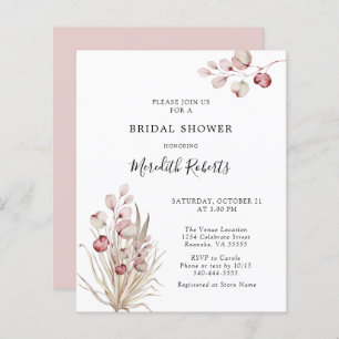 Budget Pink Eucalyptus Palm Bridal Shower Invite