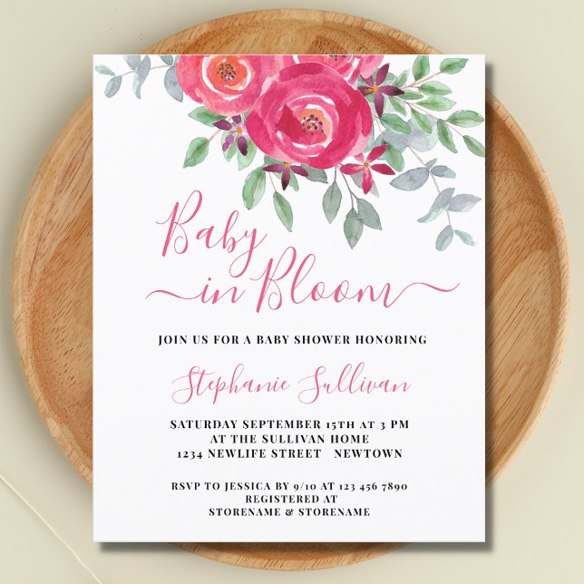 Budget Pink Floral Baby Shower Invitation (Creator Uploaded)