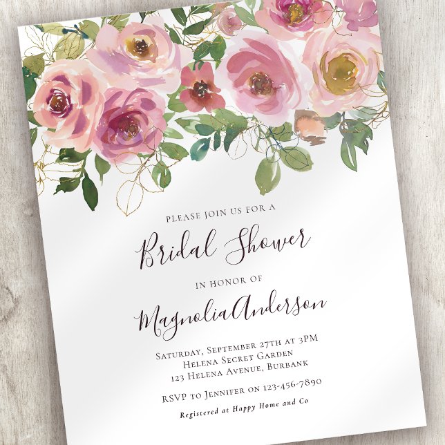 Budget Pink Floral Bridal Shower Invitation (Creator Uploaded)
