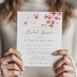 Budget Pink Floral Cherry Blossom Bridal Shower<br><div class="desc">A modern elegant floral bridal shower invitation featuring blush pink watercolor cherry blossoms and modern calligraphy on a handmade paper texture.</div>