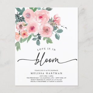 BUDGET Pink Floral Love Is In Bloom Bridal Shower Flyer