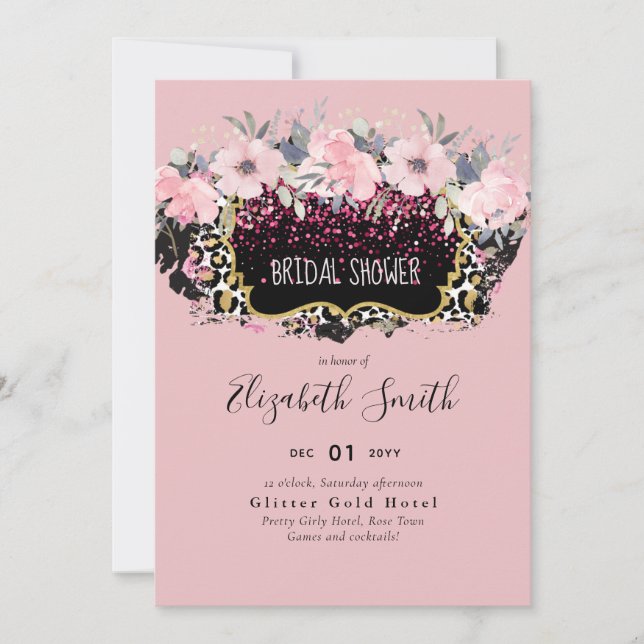 Budget Pink Floral Modern Girly Bridal Shower  (Front)