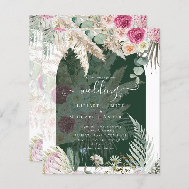 BUDGET Pink Floral Pampas Grass Wedding (Front/Back)