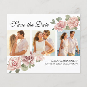 Budget Pink Floral Photo Save the Date