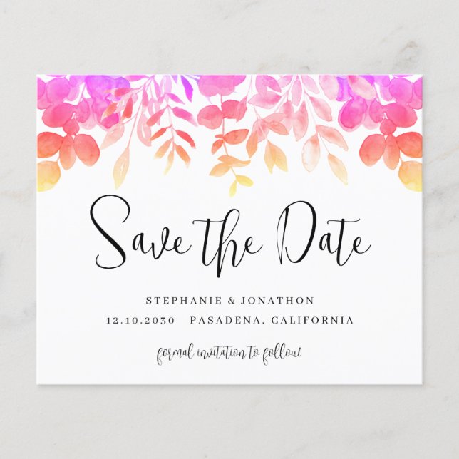 Budget Pink Floral Save The Date  (Front)