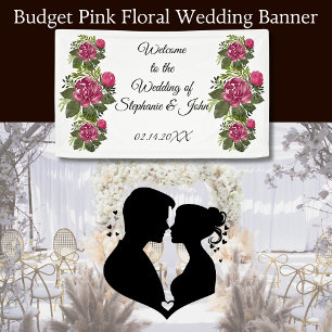 Budget Pink Floral Wedding Banner