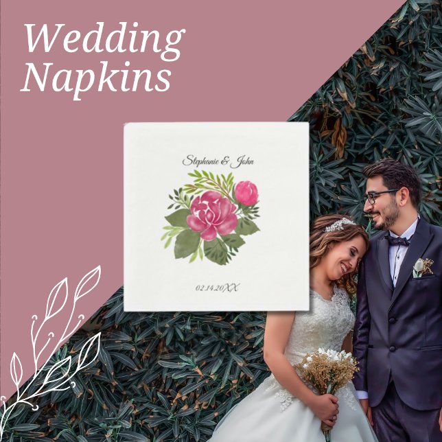 Budget Pink Floral Wedding  Napkin (Floral Wedding Napkins)