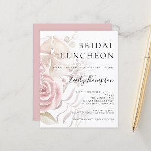 Budget Pink Florals Bridal Shower Luncheon Invite