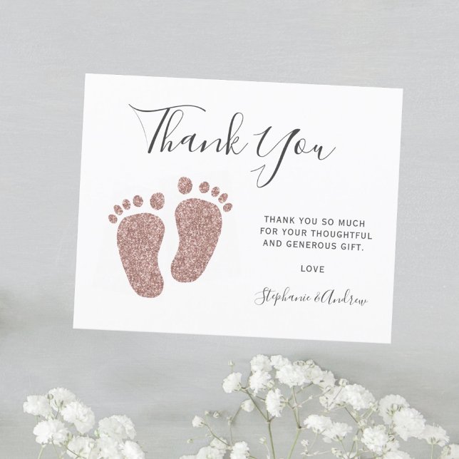 Budget Pink Glitter Feet Baby Shower Thank You  (Creator Uploaded)