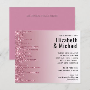 BUDGET Pink Glitter Wedding Invitations
