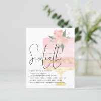 Budget Pink Gold Birthday Cake 60th Party Invite