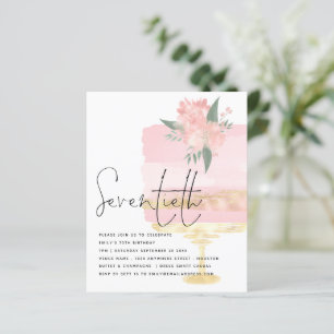 Budget Pink Gold Birthday Cake 70th Party Invite