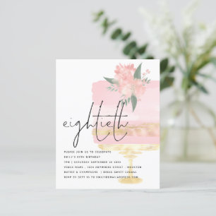 Budget Pink Gold Birthday Cake 80th Party Invite
