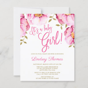 Budget Pink Gold Floral Watercolor Baby Shower