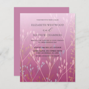 Budget Pink Grasses & Foliage Wedding Invitation