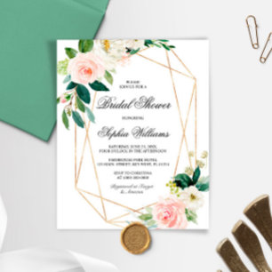 Budget Pink & Greenery Bridal Shower Invitation