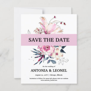 Budget Pink Ivory Floral Wedding Save the date