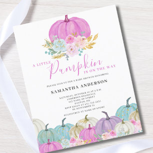 Budget Pink Little Pumpkin Baby Shower Invitation