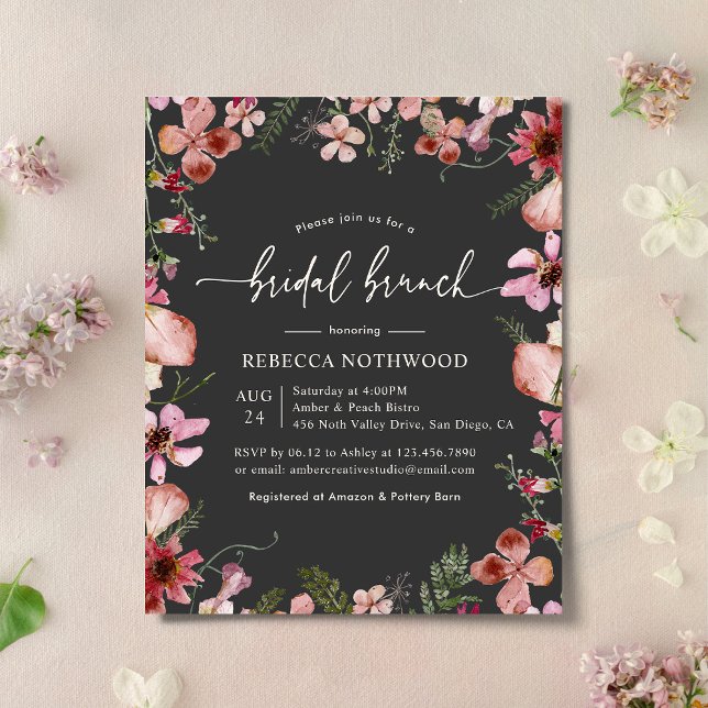 Budget Pink Magenta Grey Bridal Brunch Invitation (Creator Uploaded)