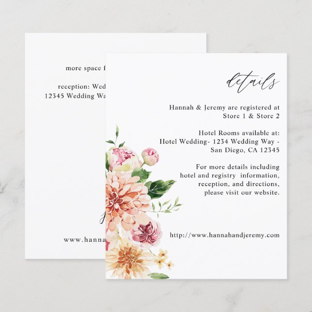 Budget Pink & Peach Floral & Greenery Details (Front/Back)
