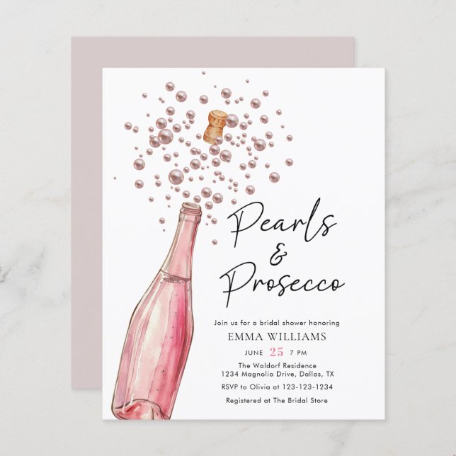 Budget Pink Pearls and Prosecco Bridal Shower (Front/Back)
