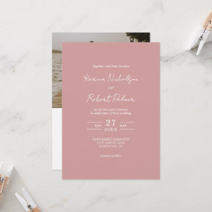Budget Pink Photo QR Code RSVP Wedding Invitation