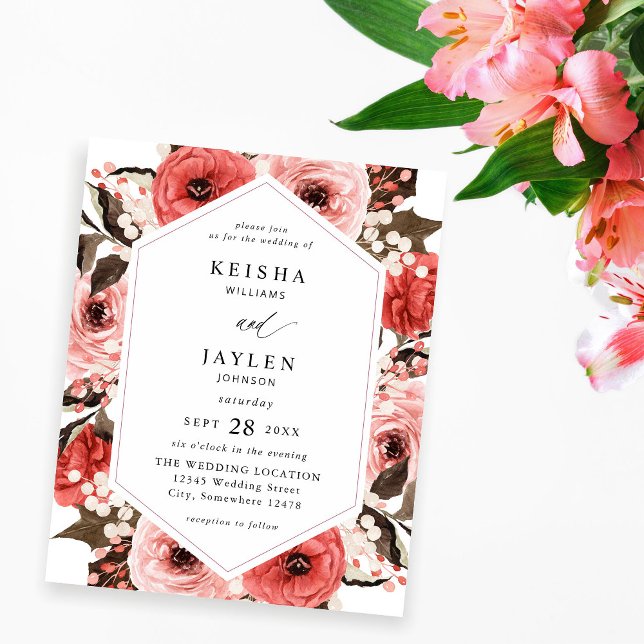 Budget Pink & Red Pink Floral Wedding 2 Flyer (Creator Uploaded)