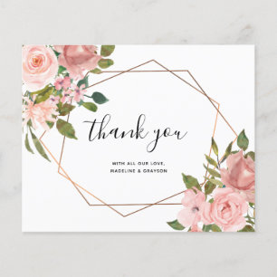 BUDGET Pink Rose Geometric Frame Thank You