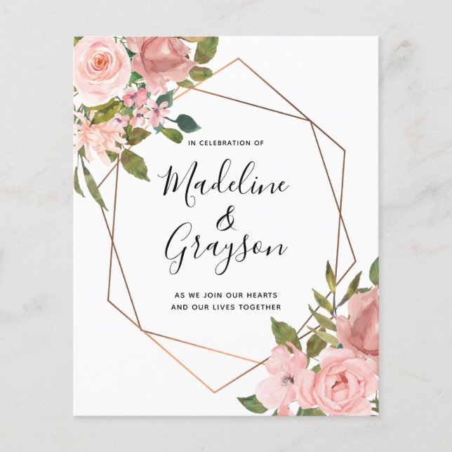 BUDGET Pink Rose Gold Frame Wedding Invitation (Front)