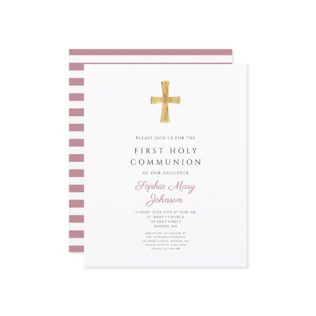 Budget Pink Stripes Girl First Communion (Front/Back In Situ)