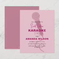 Budget  Pink Sweet 16 Karaoke Party Invitation