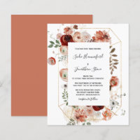 Budget Pink Terracotta Floral Wedding Invitation