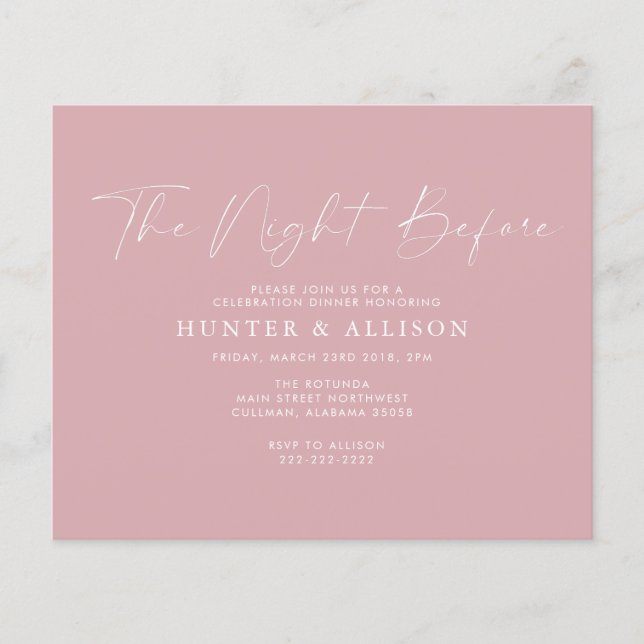Budget Pink The Night Before | Invitation Flyer (Front)