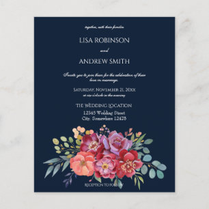 Budget Pink Tropical Floral Navy V2 Wedding Flyer