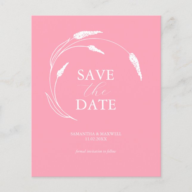 Budget Pink Wedding Save The Date Flyer (Front)