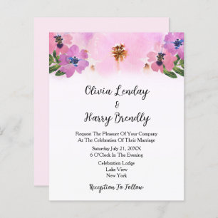 Budget Pink Wild Flower Garden Wedding Invitation