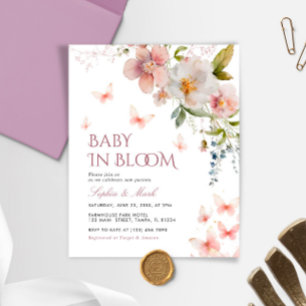 Budget Pink Wildflowers Baby In Bloom Invitation